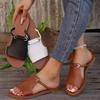 2025 Women's Simple One-Strap Flat Sandals - Summer Beach Slippers, Large Size, Woven Solid Color