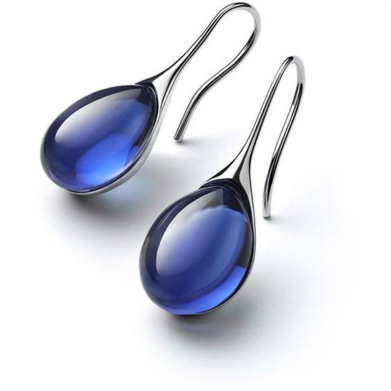 Trendy Women Earrings 8 Colors Delicate Gold Color Inlay Natural Stone Hook Dangle Earrings for Women Wedding Engagement Jewelry