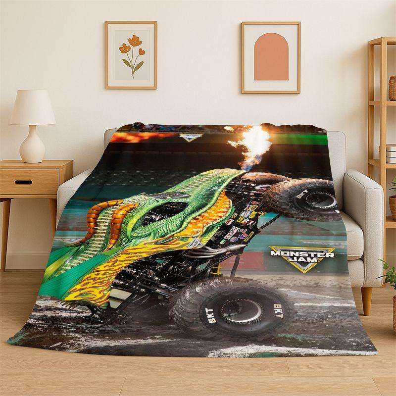 Cartoon Monster Truck Monster Jam Soft Flannel Throw Blanket,Warm Cozy Blanket for Bed,Couch,Sofa,Bedroom,Living Room,Travel