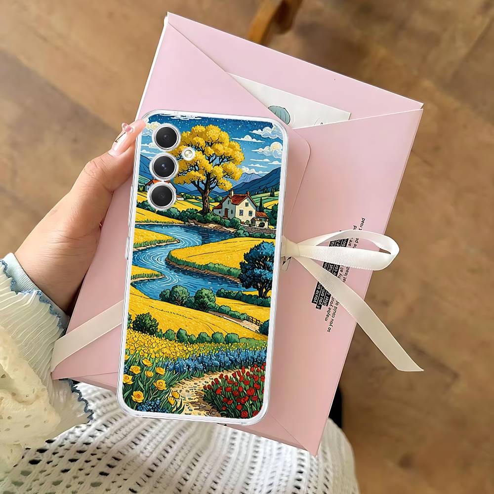 Rural Scenery Wheat Field Art Phone Case For Samsung Galaxy Transparent Cover A52 A12 A51 S21 Edge S22ULTRA S23 S24 S20LITE Plus