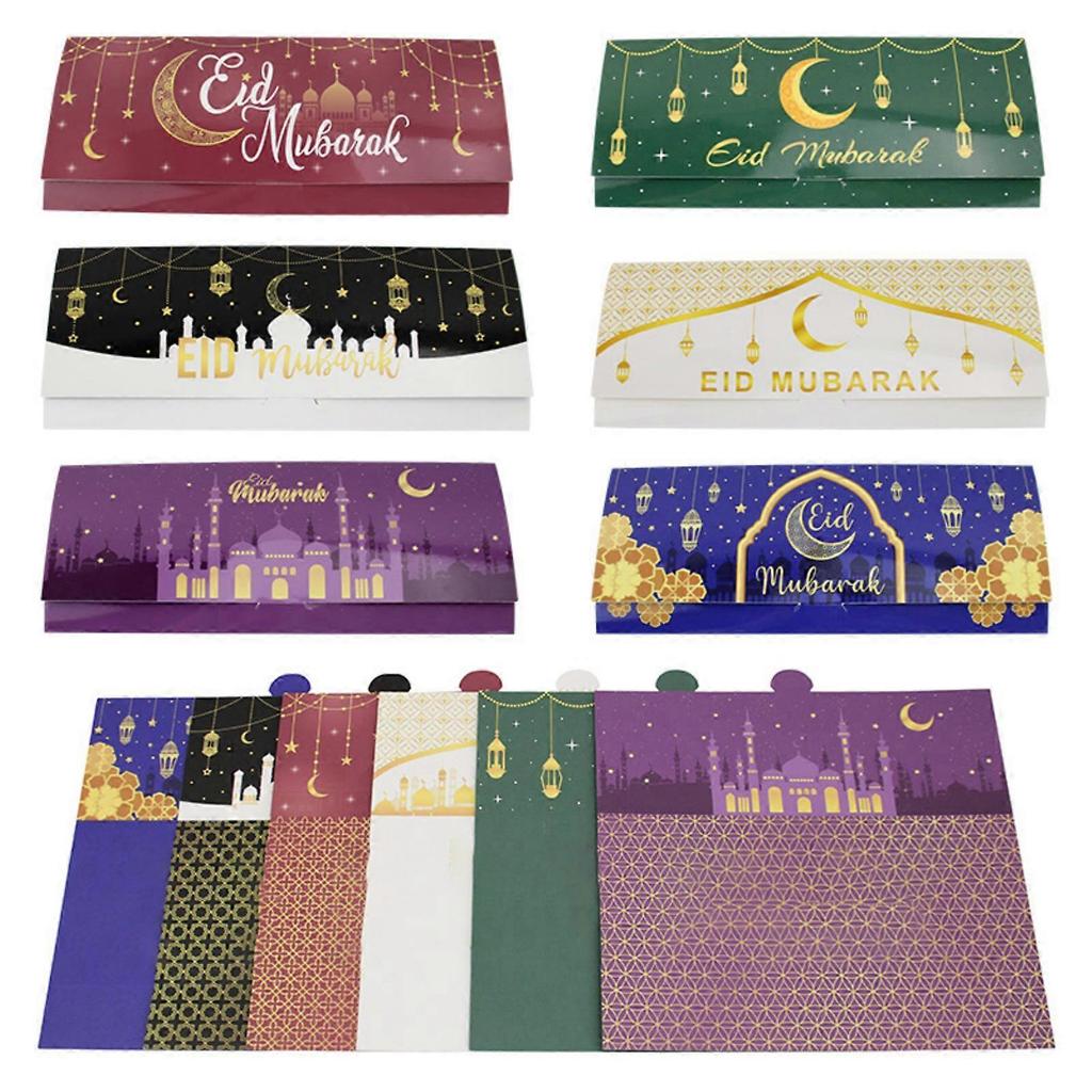 Set Of 50 Paper Cards for Festival Gatherings Eid Mubarak Money and Gifts Card Folding Cash Holders Greeting Envelope  White