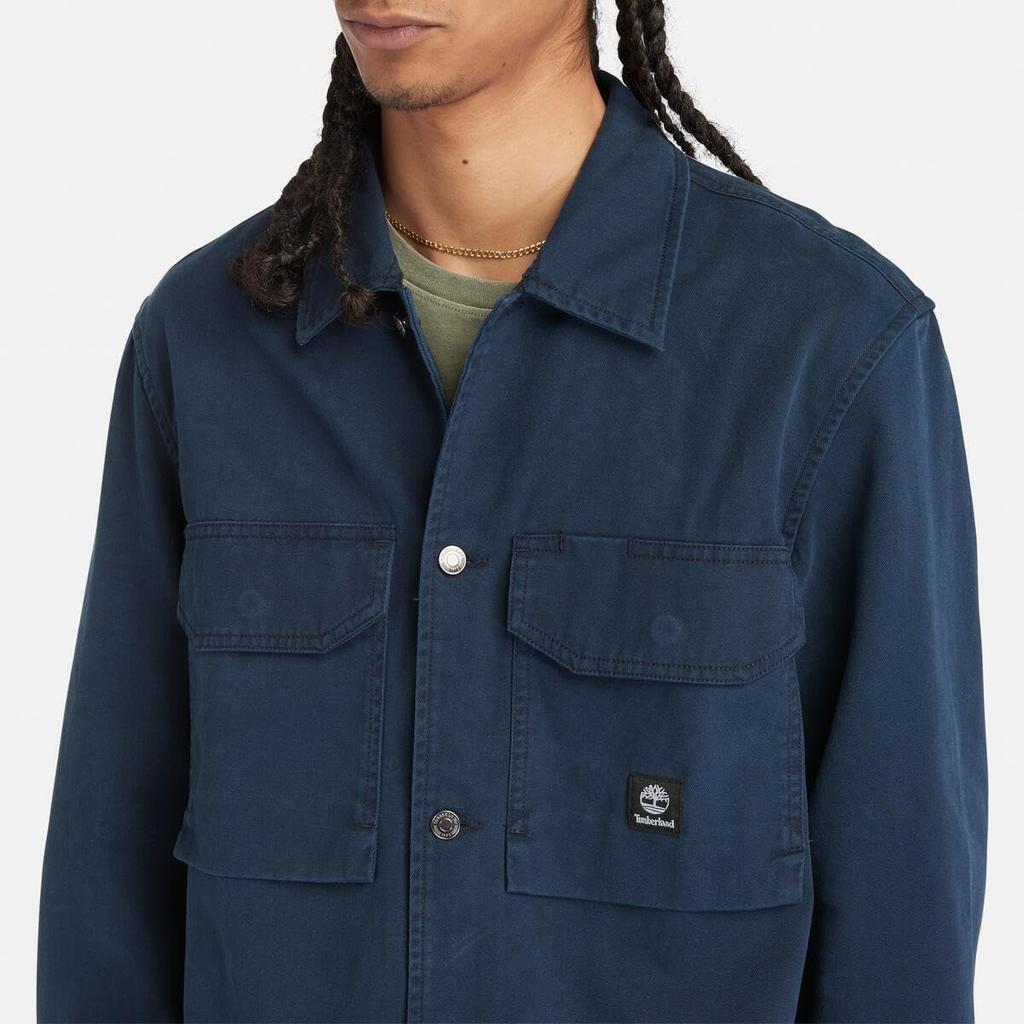 Timberland Men's Washed Heavy Twill Overshirt, Dark Sapphire, Size L, TB0A42K54331