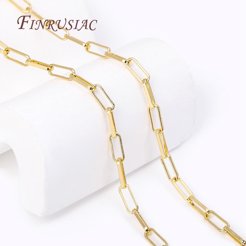 18K Gold Plated Metal Paperclip Link Cable Chains For Jewelry Making Findings, High Quality Spool Chain DIY Necklace Bracelet