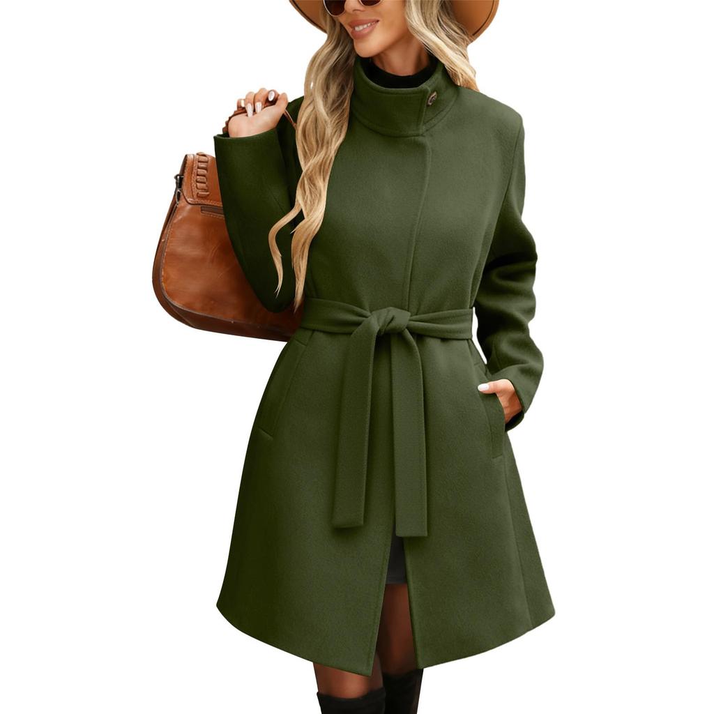 Women's Fashion Solid Color Round Neck Zipper Long Sleeve Pocket Casual Plush Coat