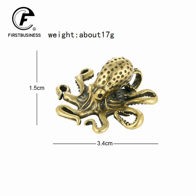 Твердый латунный осьминог Фигурки животных Миниатюры Настольные украшения Аксессуары Креативный стол Чай Домашнее животное Ремесло Украшения для дома Ретро