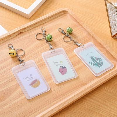 Card Holder Casual Tiny Bell Anti-magnetic Transparent Cartoon Unisex ID Card Key Chain Case Bag for Student