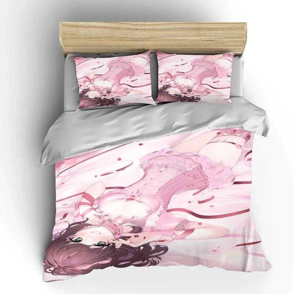 Japanese 3D Anime Moe Double Bed Duvet Cover Luxury European Bedding Sets Soft Pillow Cases Home Textiles