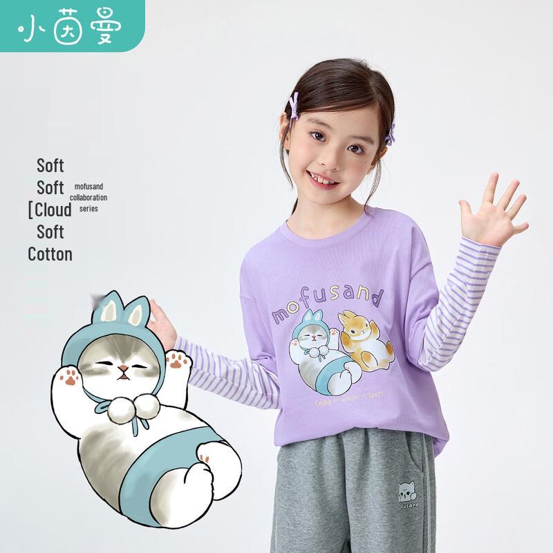 Хлопковая футболка с длинным рукавом для девочек Xiaoyinman Mofusand Collaboration 170