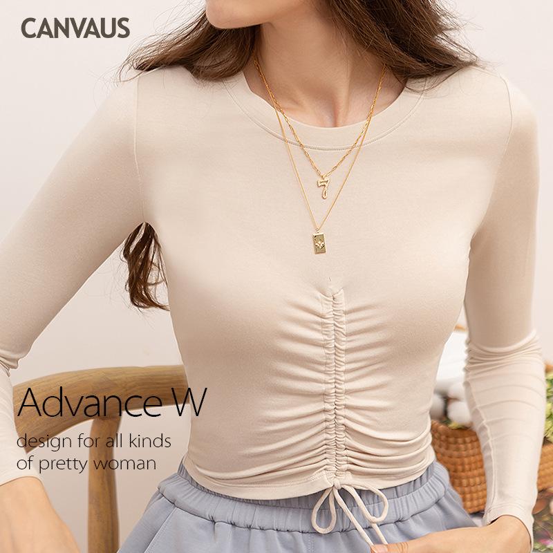 Spring Women'S New Long-Sleeved Women'S Round Neck Solid Color Outer Wear Bottoming Shirt
