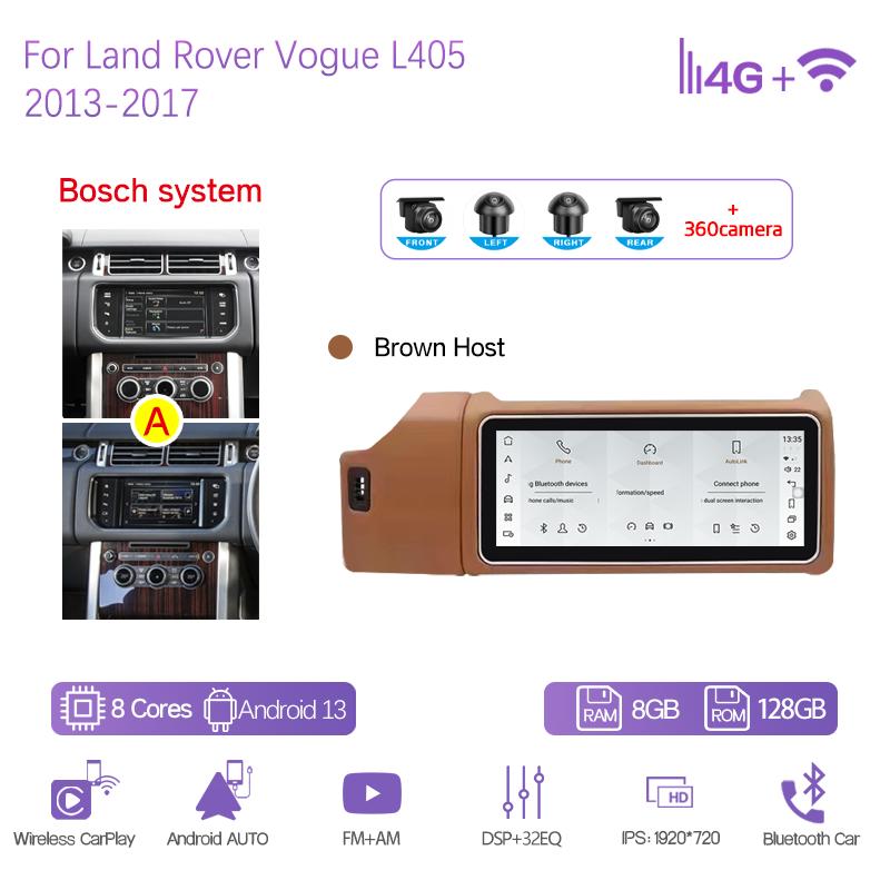 12.3" Car Multimedia Player For Land Rover Vogue L405 2013-2017 GPS Navigation Radio Android13 8+128G CarPlay 4G Host 360Camera