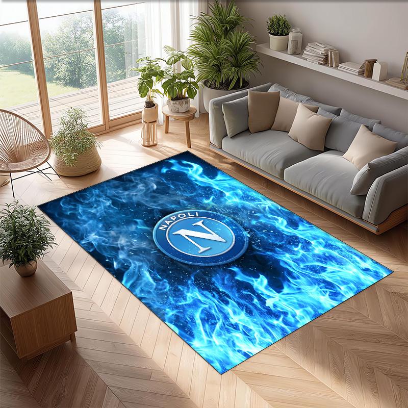 Napoli FC Soccer Football Pattern Soft Area Rug Non Slip Indoor Floor Carpet Sports Decor Mat for Bedroom