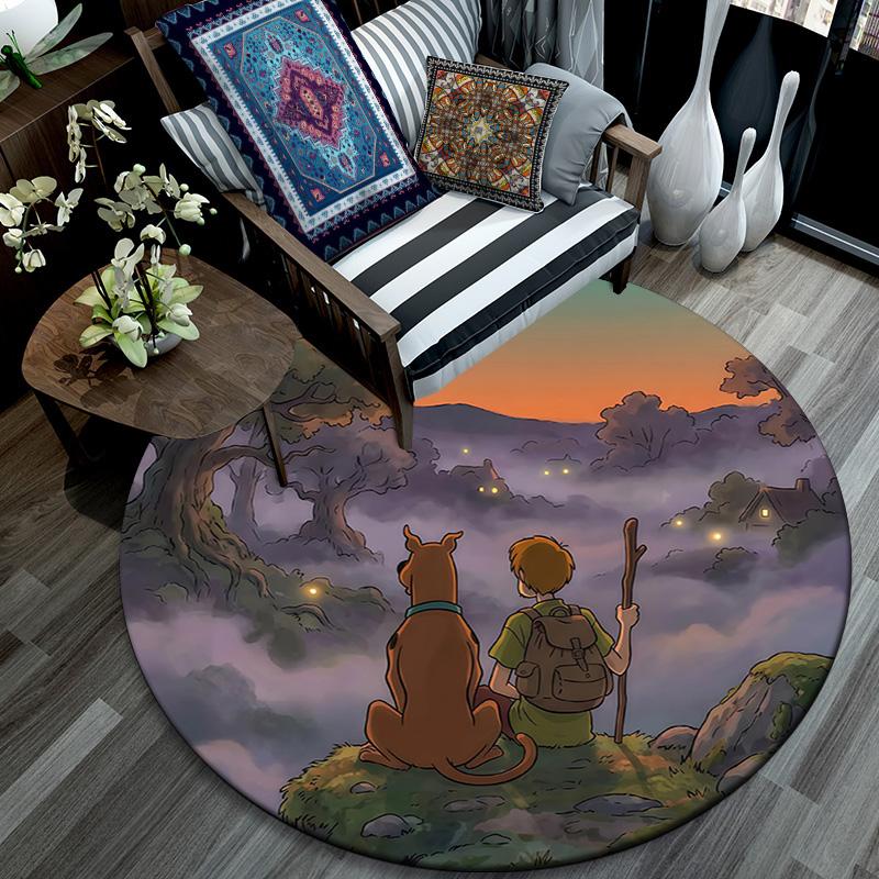 Scooby‑Doo Round Area Rug,Carpet Rug for Living Room Bedroom Sofa Playroom Decor,Non-slip Floor Mat