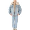 Levis FW22 Lässige einfarbige Lammwollkragen lockere Jeansjacke Damenjacken Blau A3484-0000