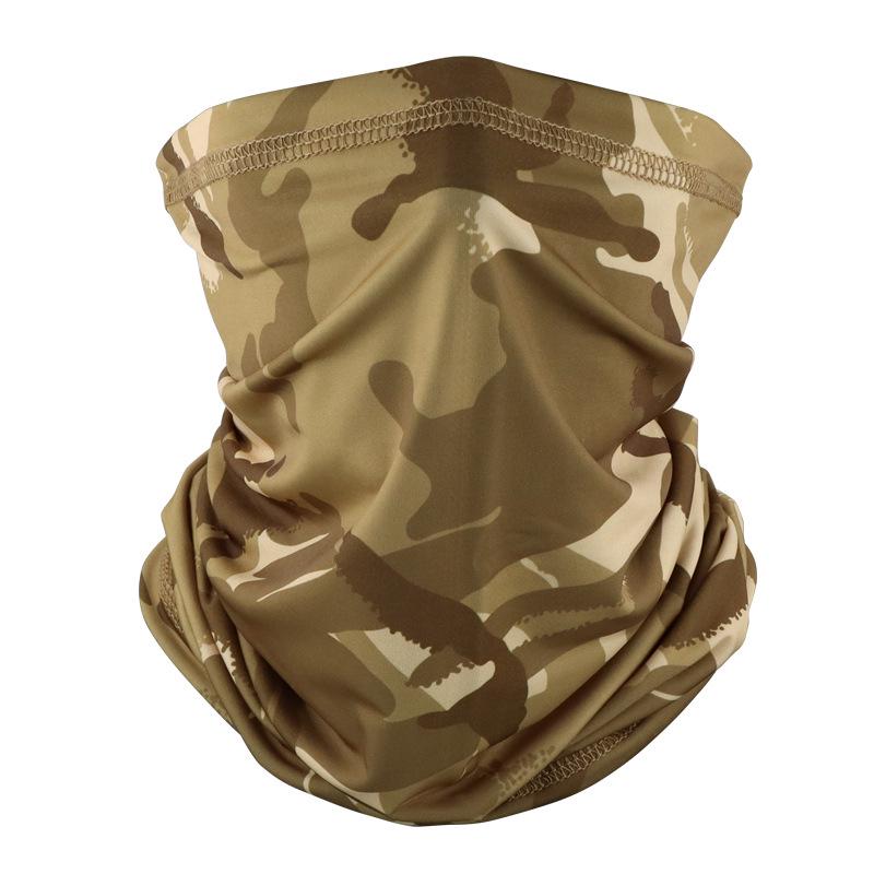 Camouflage Ice Silk Neck Gaiter: Multifunctional Summer Headscarf for Outdoor Cycling, Sun Protection, and Quick-Drying Breathable Face Mask for Men.