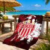 Football Crest Heartbeat Printed Microfiber Beach Towel, Soft And Absorbent, Quick-Dry, Ideal for Summer Travel, Beach Essential, Swimming Pool