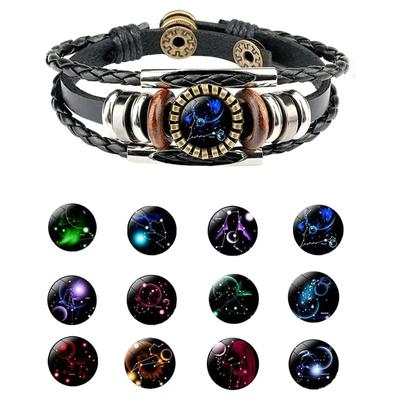 Signs Bracelet 1 Piece Charm Leather Braided- Rope Bracelet Ladies Mens Hand Braided-  Rope Bracelet Punk Chain Cuff Fashion Jewelry Accessories