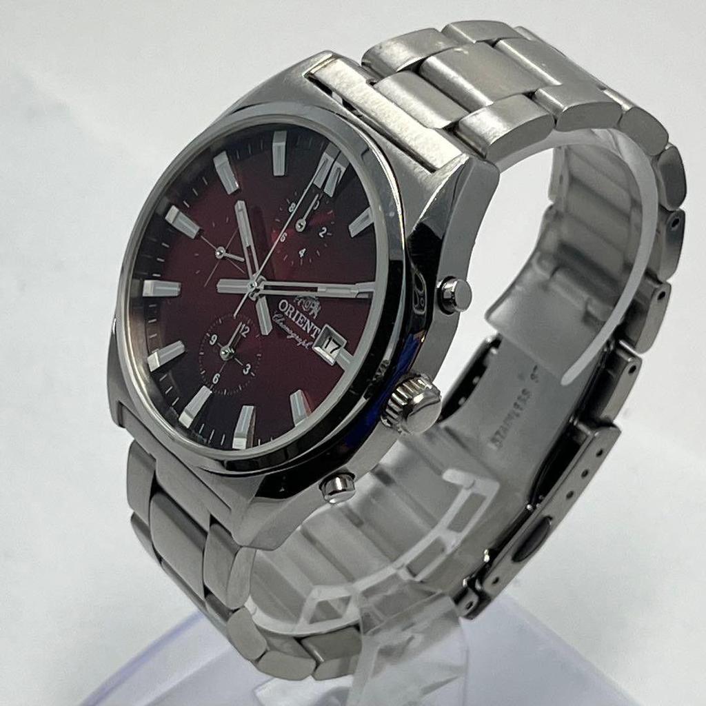 Used Very Good Condition Orient Chronograph Watch Bordeaux Dial Windshield New Y2K