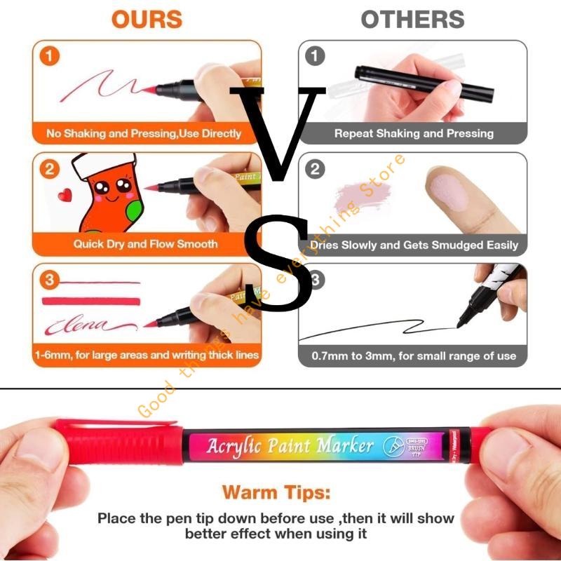 30Pieces Acrylic Marker 30 Colors Acrylic Marker Brush Marker Pen for Art Painting Scrapbooking DIY Craft 55KF CN