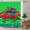 2D Flat Pokemon Bulbasaur Evolution Group Grass Green Cartoon Bathroom Shower Curtain