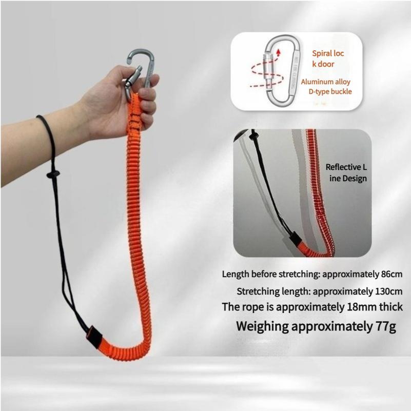 Safety Bungee Tether Tool Lanyard With Carabiner Hook Climbing Working Anti-Falling Safety Rope Aerial Work Climbing Accessories