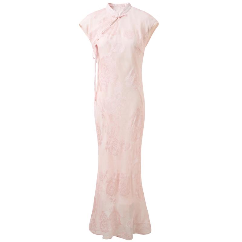 Sancai Cherry Blossom Jacquard Fishtail Dress