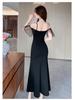 Women's Sexy Black Evening Dress - Elegant, Slim-Fit Summer Banquet Fashion