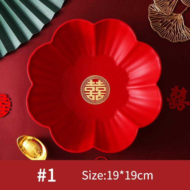 Chinese Style Wedding Fruit Plate Chinese New Year Candy Box 2025 Year Snack Tray Desk spring Festival Decor