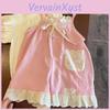 Adorable Pink Girls Overalls Set With Lace Trimmings For Summer Fashionable Kids