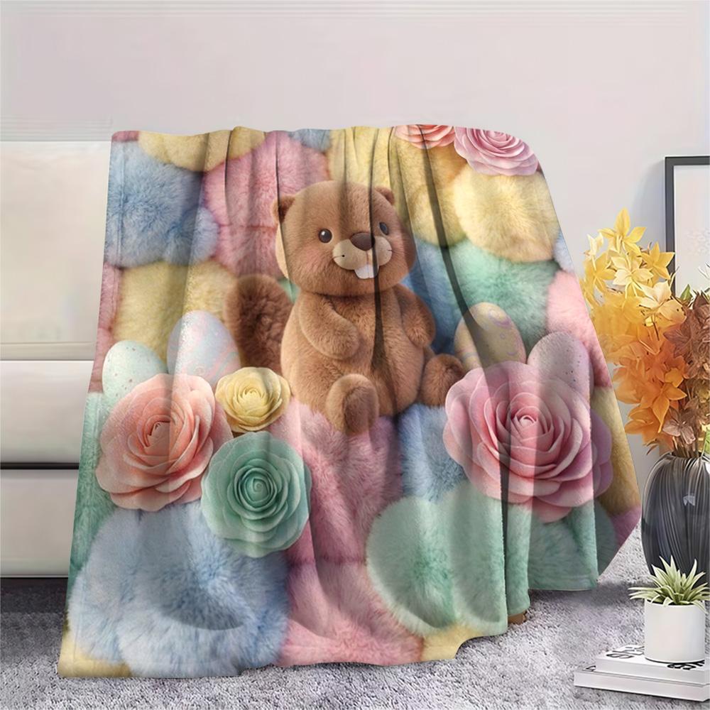1Pc Loopy Print Flannel Blanket, High Quality Comfortable for All Seasons, Home Decor, Warmth and Comfort, Perfect for Christmas Gifts