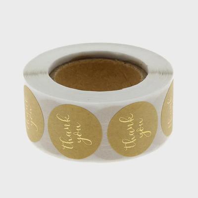Gold Stamped Thank You Kraft Paper Stickers for Baking and Sealing