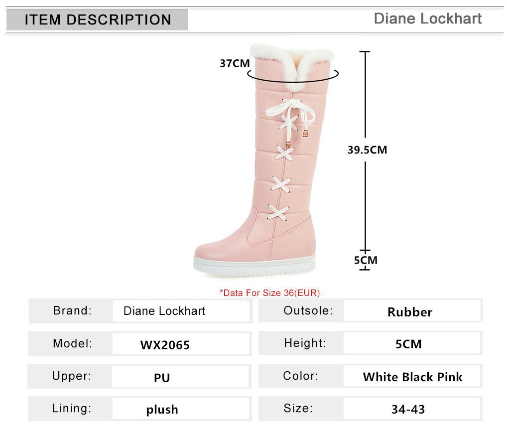 Fashion 2025 Winter Warm Pink White Snow Boots Women Shoes Low Heels Knee High Boots Female Lace-up Platform Plush Long Boats Mujer