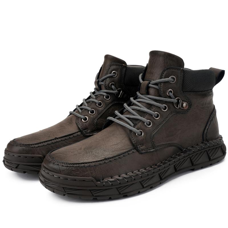 Herren Retro Echtleder Freizeitschuhe Winter Plus Samt Stiefeletten Frühling/Herbst Herrenstiefel