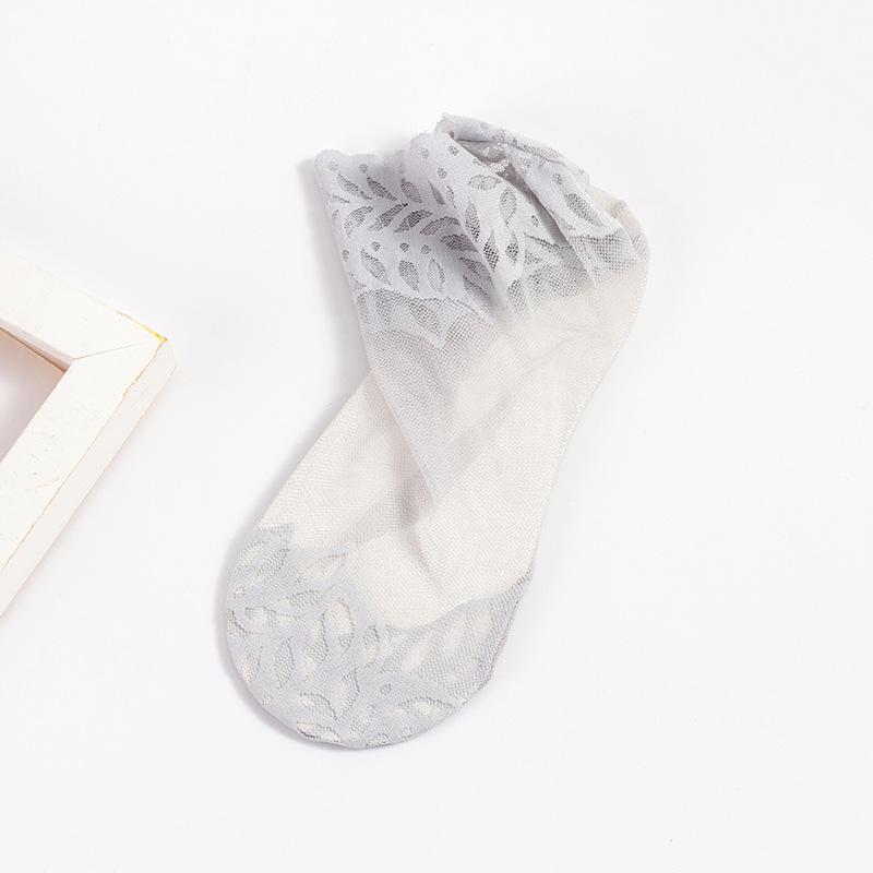 Women s Breathable Cotton-Mesh Lace-Trim Socks - Spring & Autumn Mid-Tube Style Bare socks