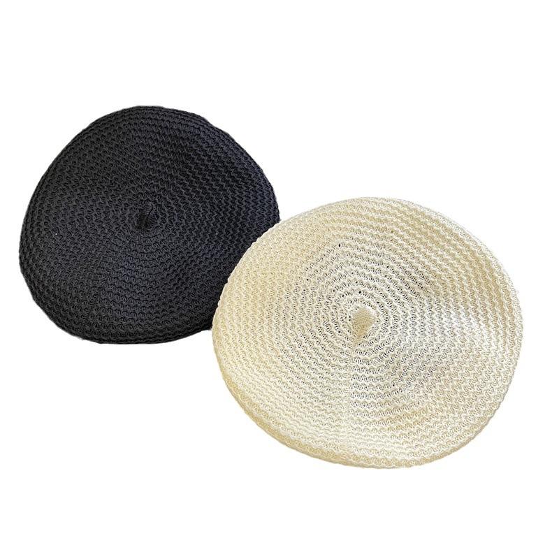 New black temperament elegant beret female face small versatile spring and summer breathable thin decorative painter hat