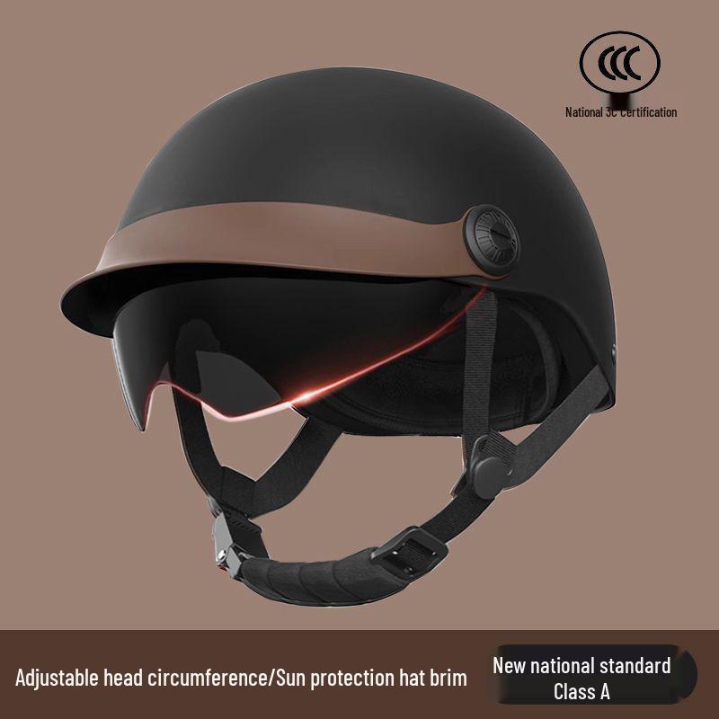 3C Certified Universal Electric Vehicle Helmet for Men & Women - Sun Protection, All-Season, Half Helmet