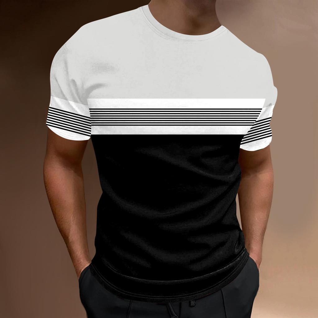 Luxury Brand T-Shirt 2024 Men'S Spring And Summer Leisure Sports Breathable Comfortable Beach Wind Stitched Stripe Color
