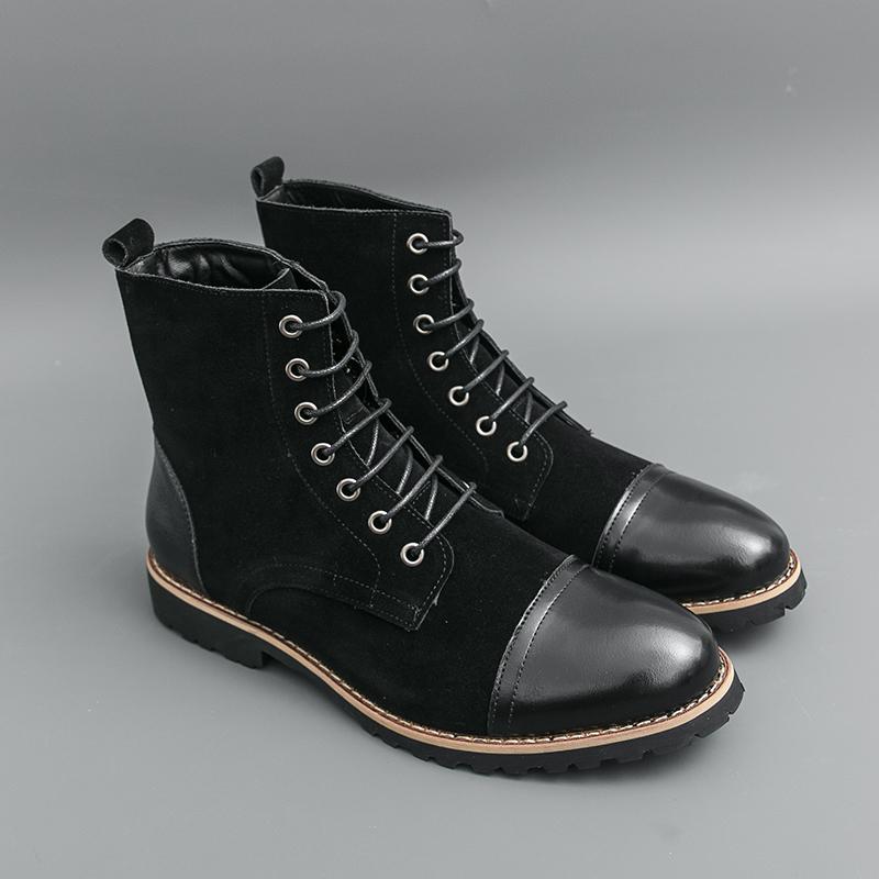 Men Motorcycle Casual Black Outdoor Retro Green Hiking Shoes High Boots Street Style Cool Boots Large Size