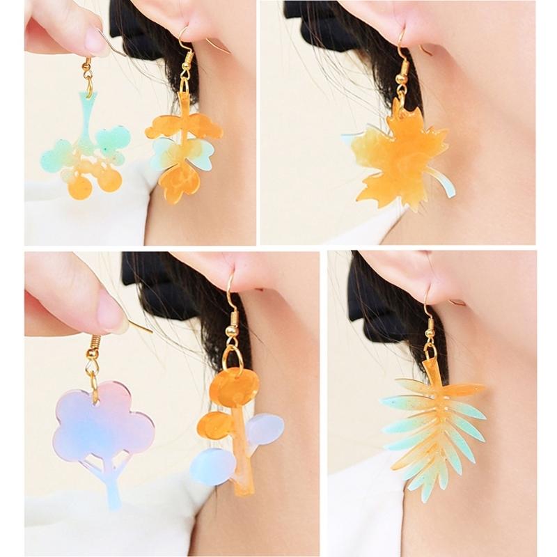 Flexible Silicone Earwear Mold Crystal Epoxy Leaf Earrings Mould Personalized Ear Pendant Mold Jewelry Making Supplies