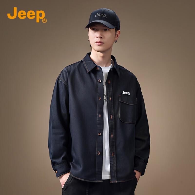 JEEP Men's Relaxed Fit Denim Long-Sleeve Shirt Jacket