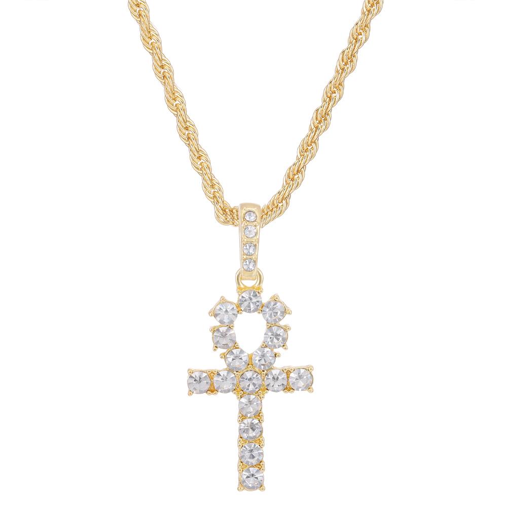 Men Women Hip Hop Cross Shiny Pendant With 4mm Zircon Tennis Chain Charm Iced Out Bling Exquisite Necklace Jewelry Fashion Gift