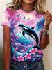 2026 Summer Round Neck Women's T-shirt Fashion 3D Hawaiian Parrot Bird Print Short Sleeve T-shirt Cartoon Casual Top