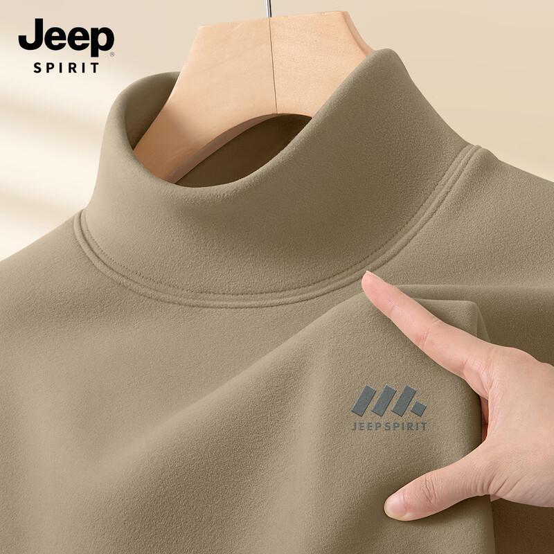 JEEP SPIRIT Men's Half-Turtleneck De Velvet Long-Sleeve Thermal T-Shirt
