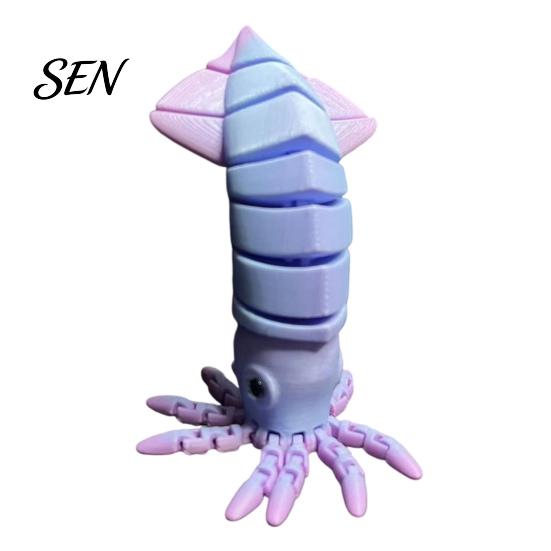Articulated Squid Models 3D Printed Toy, Movable Joints Figurine, Figurine Simulated Sea Animal Fidget Toy for Desktop Decoration Realistic Life