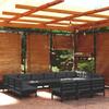 Day and Night - Day and Night Garden Furniture 14 Pieces and Cushions Black Solid Pine Wood