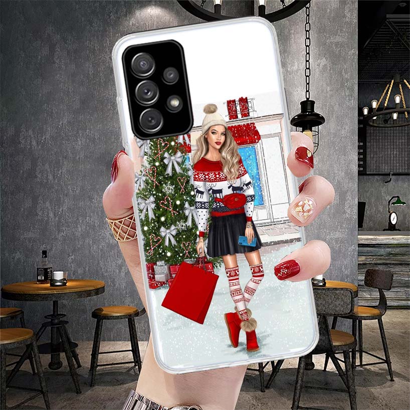 Christmas Girls Tree Gift Phone Case For Samsung Galaxy A13 A14 A15 A16 A17 A53 A54 A55 A56 A57 A33 A34 A35 A36 A37 A23 A24 A25