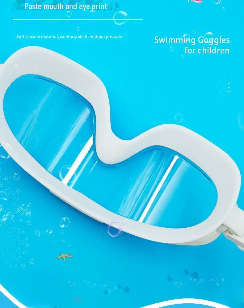 HD Cartoon Unisex Kids' Large Frame Swimming Goggles, Anti-Fog & Waterproof