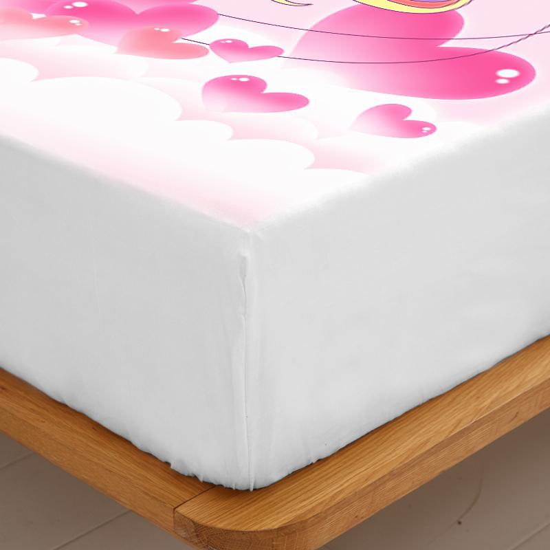 3PC Love Unicorn Powder Bed Sheet 100% Polyester Unicorn Pattern Cute 1 Bed Sheet 2 Pillowcases No Pillow Core Four Seasons