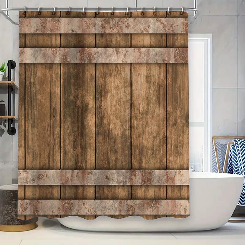 

Vintage Rustic Waterproof Shower Curtain Natural Wood Texture Print Fabric Bath Liner Perfect Decoration For Your Bathroom (Size W60H190(CM)-1 Pcs