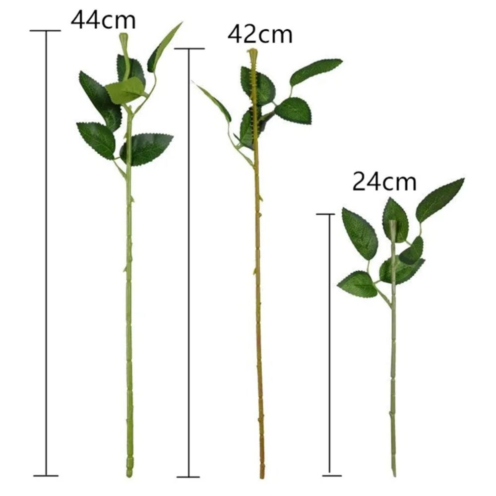 10Pcs Home Decor Flowers Stick Rod with Artificial Leaves Rose Flowers Head Decoration