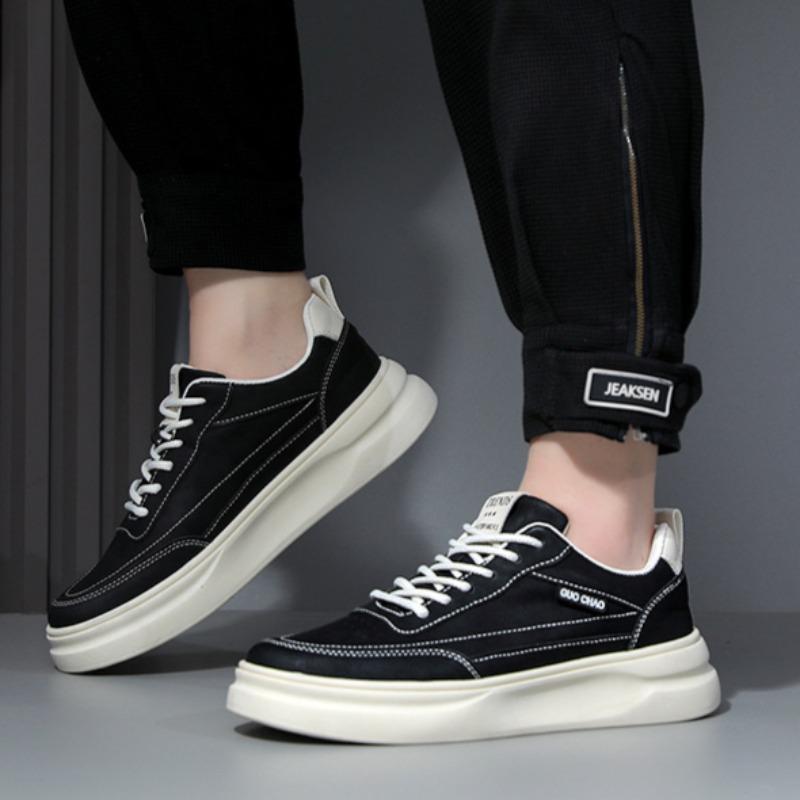2025Spring Versatile Men's Shoes British Style Black Casual Shoes Male Work Platform Sneakers Jogging Flats Shoes Loafers Hombre